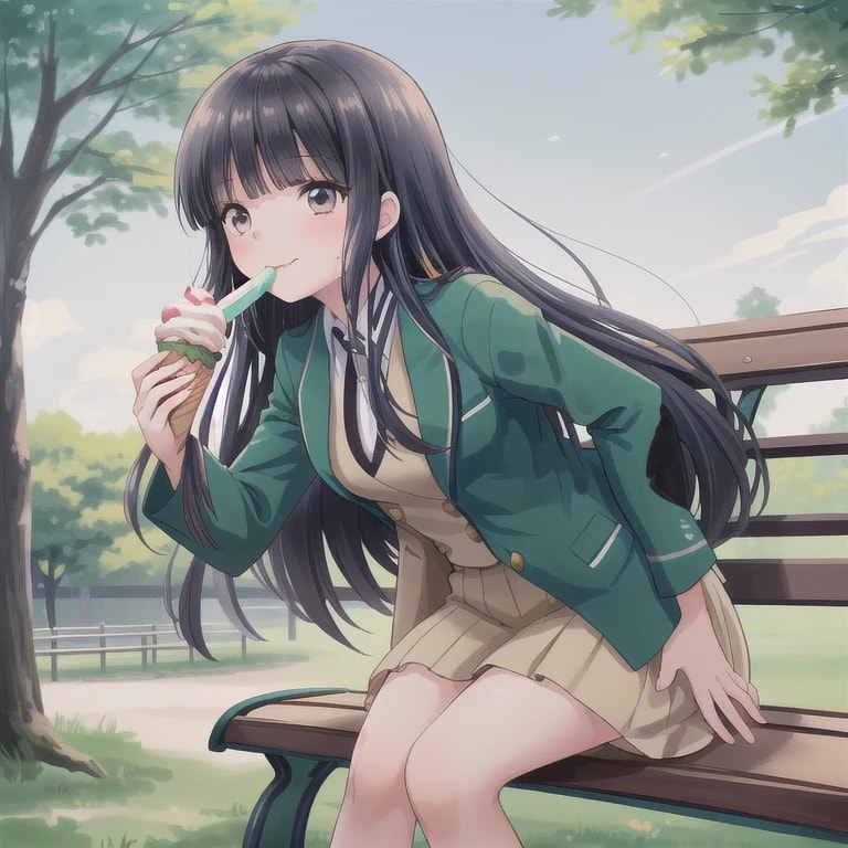 黒髪ロングでブレザーの少女９０ | の人気AIイラスト・グラビア