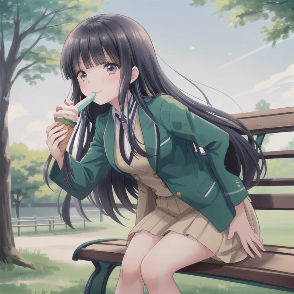 黒髪ロングでブレザーの少女９０