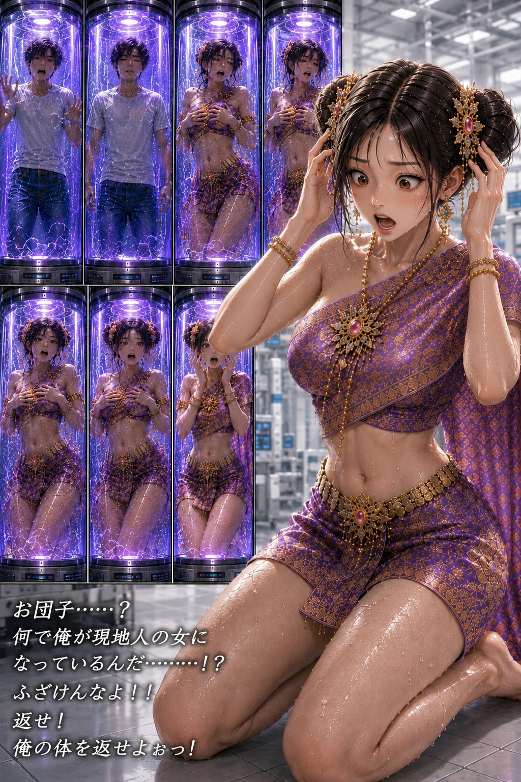 お団子娘と肉体交換