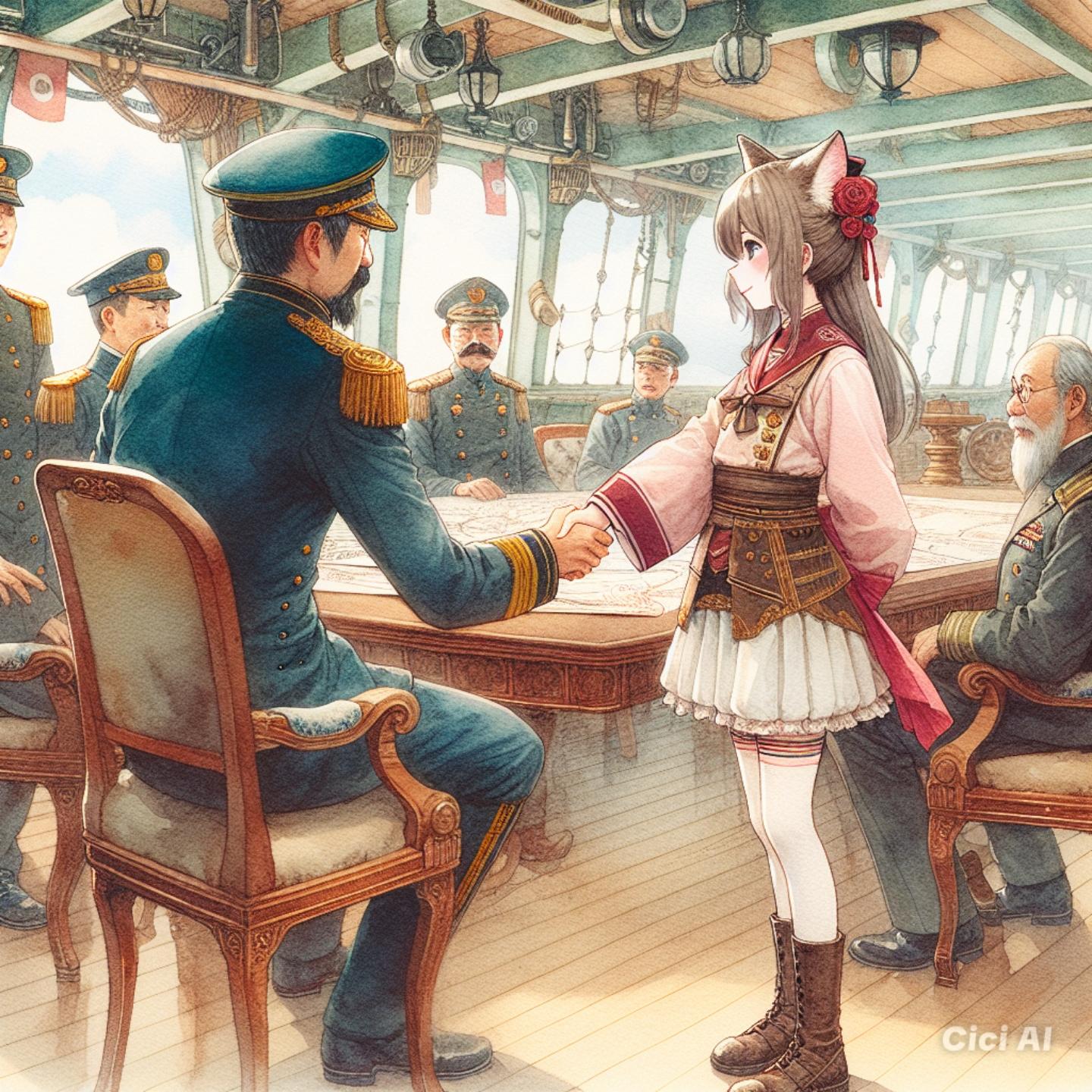 海戦前にヤマト国と握手をする | の人気AIイラスト・グラビア