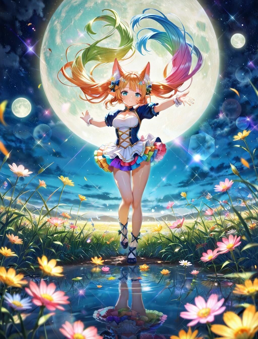 9枚）満月とケモ耳エルフさん