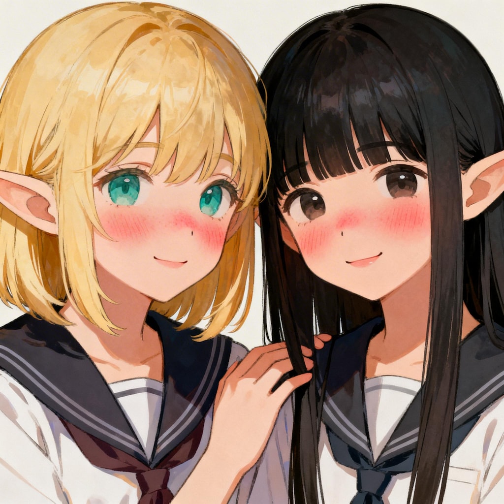 エルフと黒髪
