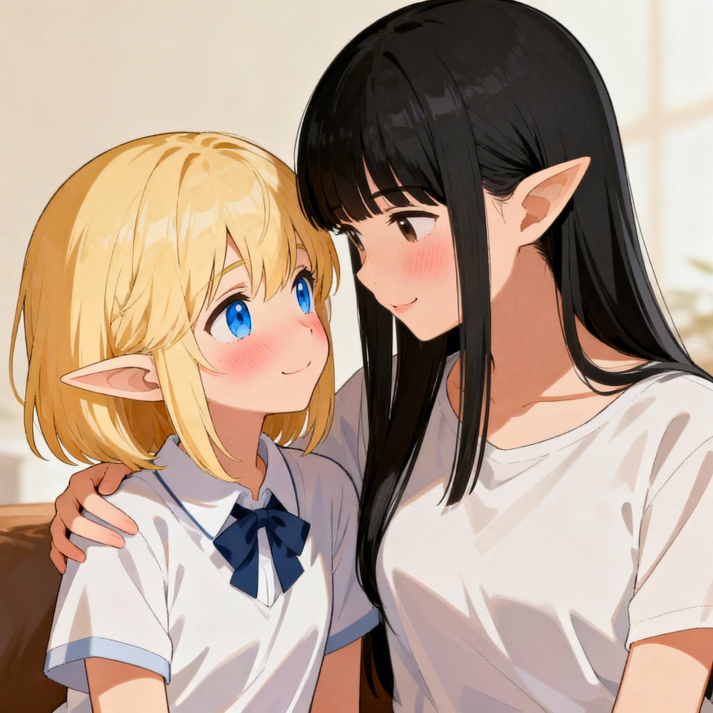 エルフと黒髪