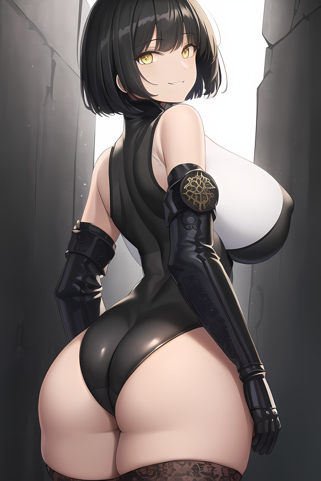 ハイレグレオタード女性集（黒髪ショートボブ編）
