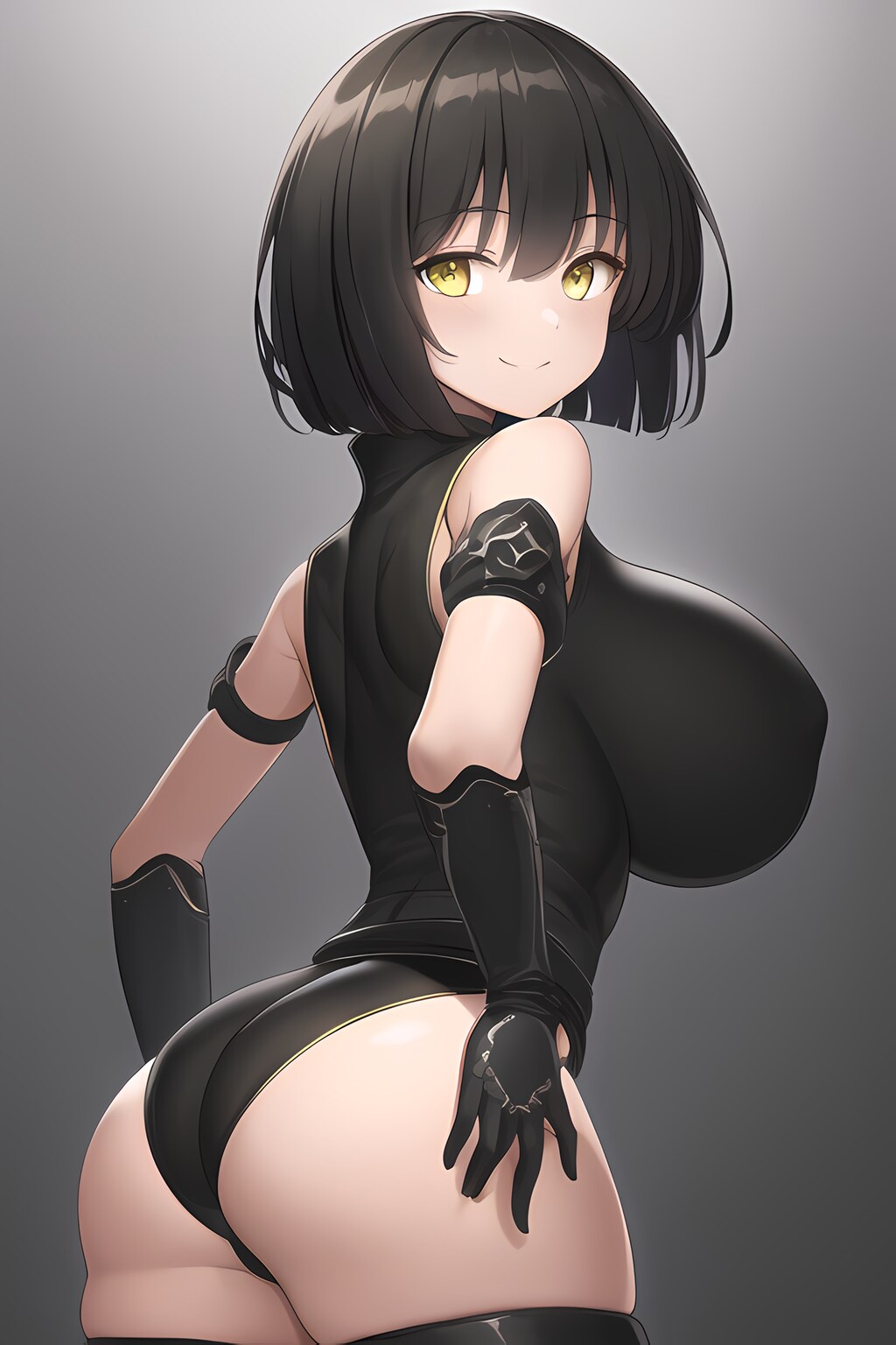ハイレグレオタード女性集（黒髪ショートボブ編）