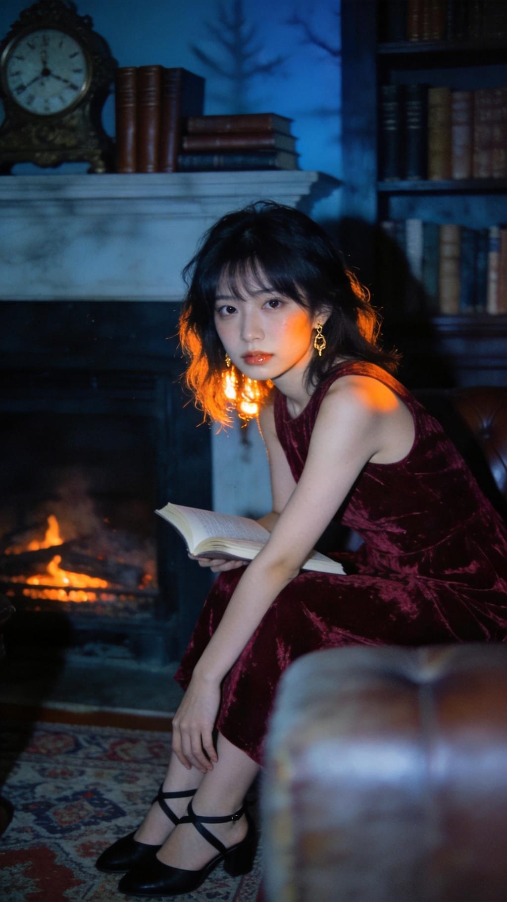 Velvet Silence by the Fireplace