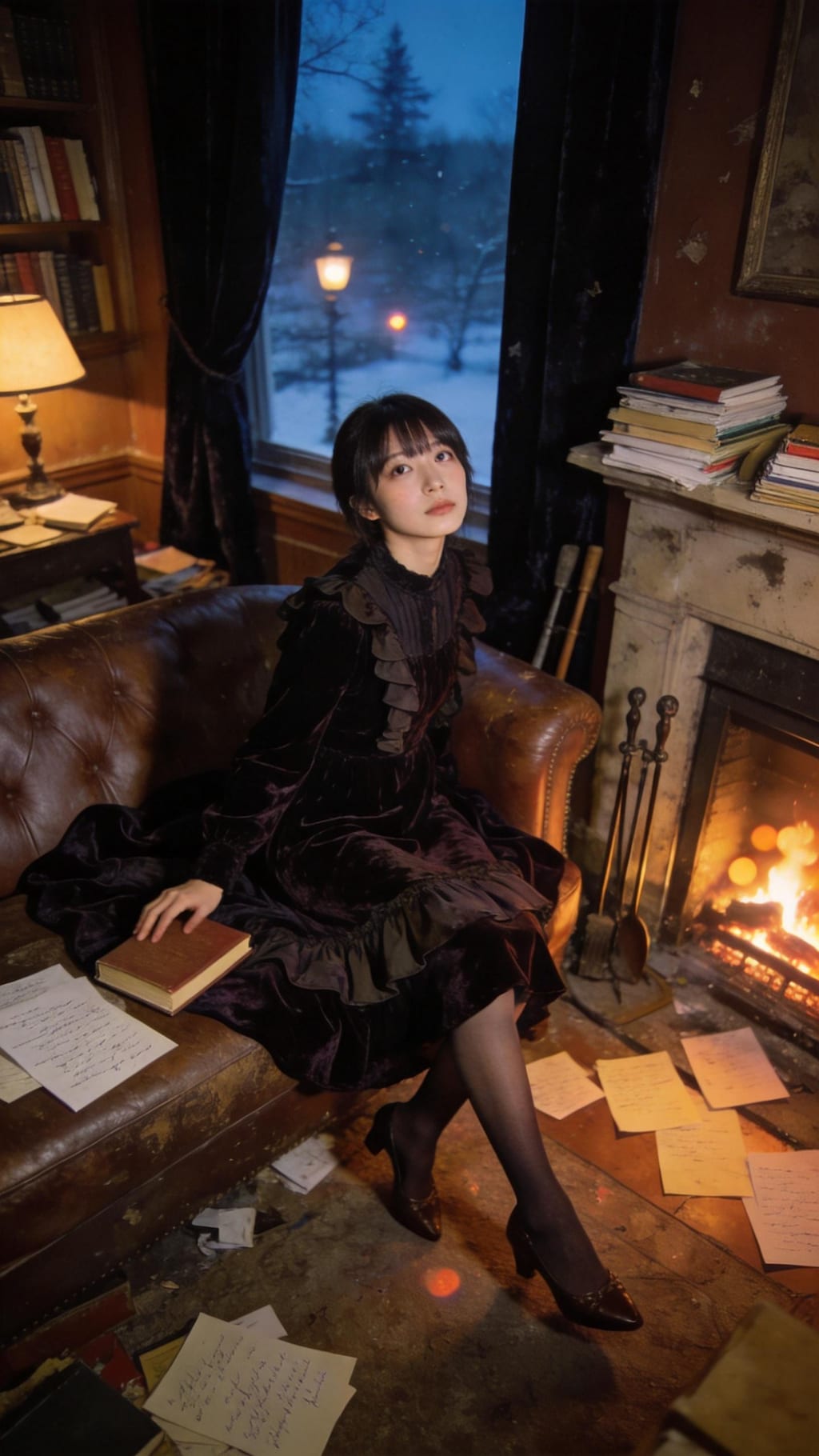 Velvet Silence by the Fireplace