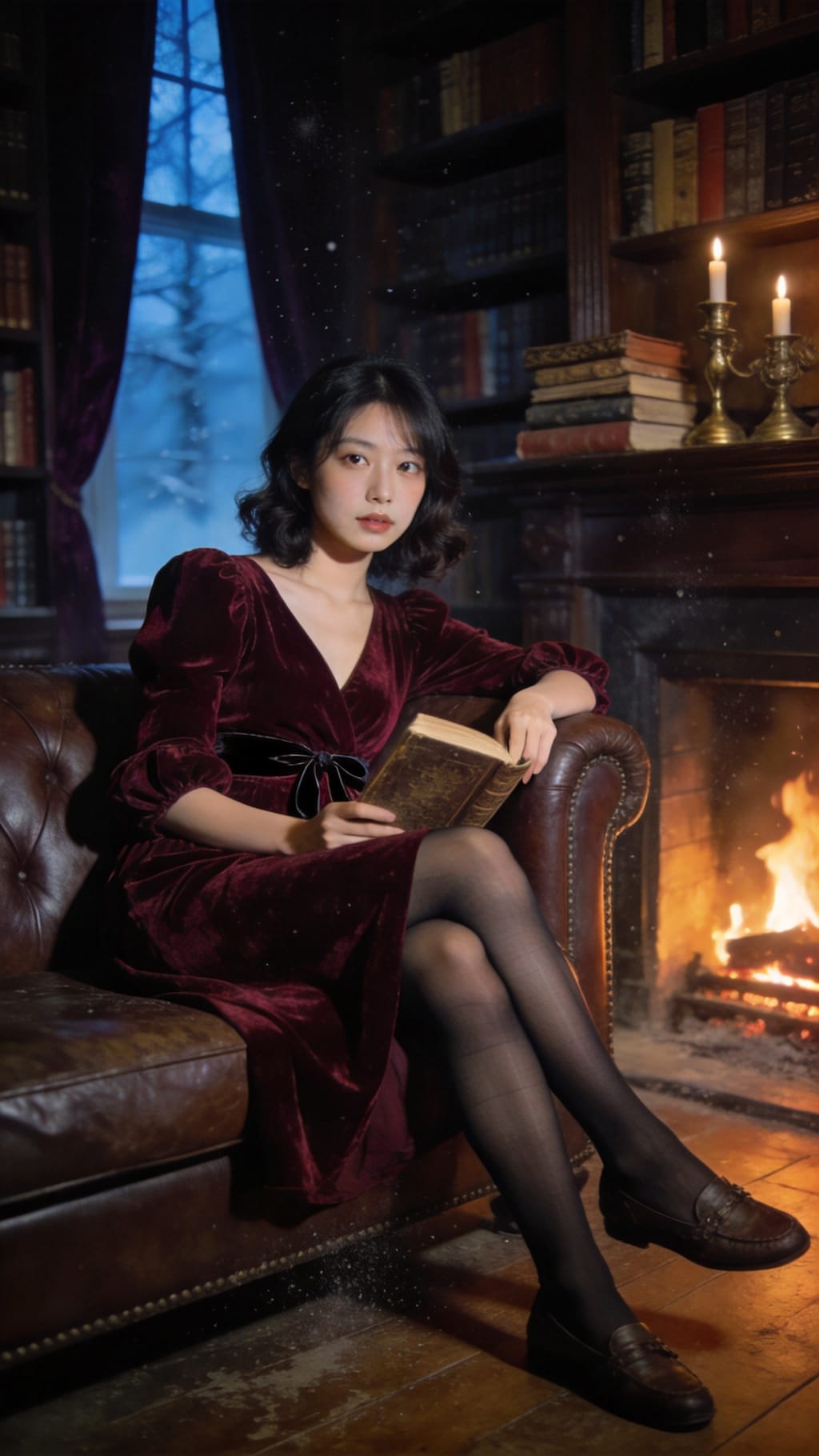 Velvet Silence by the Fireplace