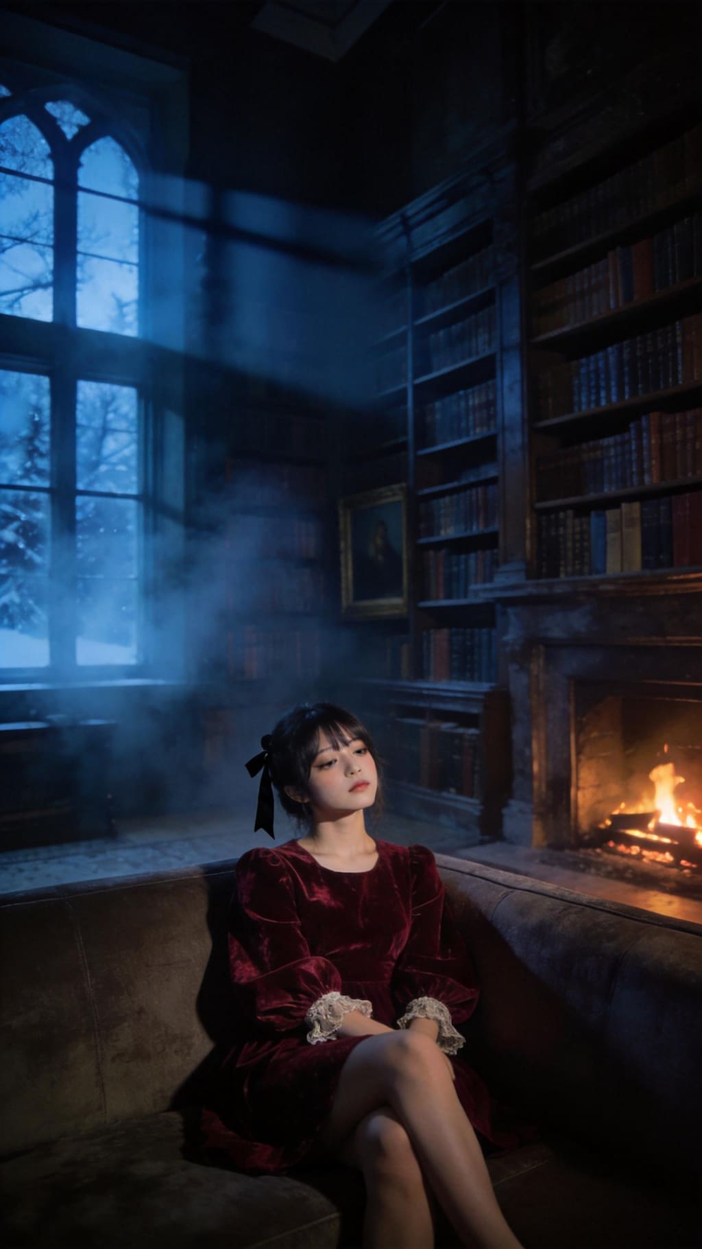Velvet Silence by the Fireplace