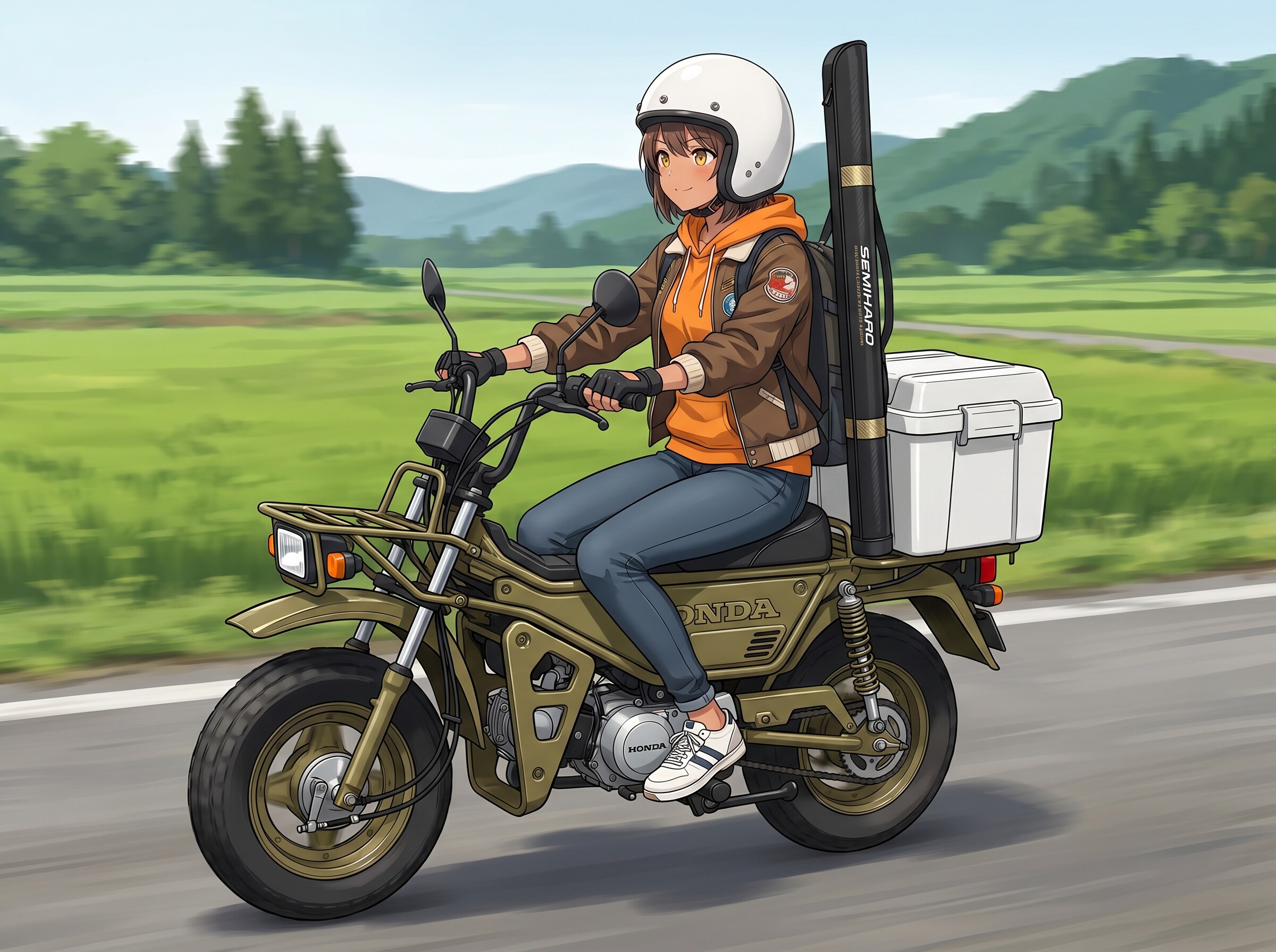 釣り場へ向かう夏希ちゃん