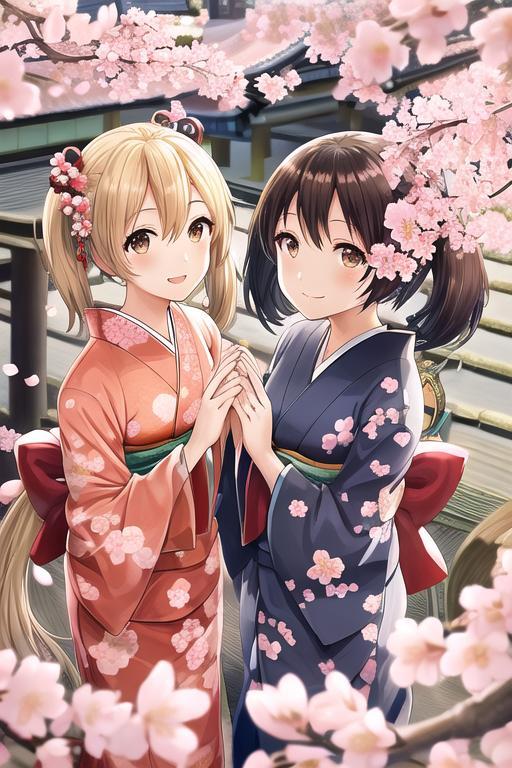 仲良し着物少女