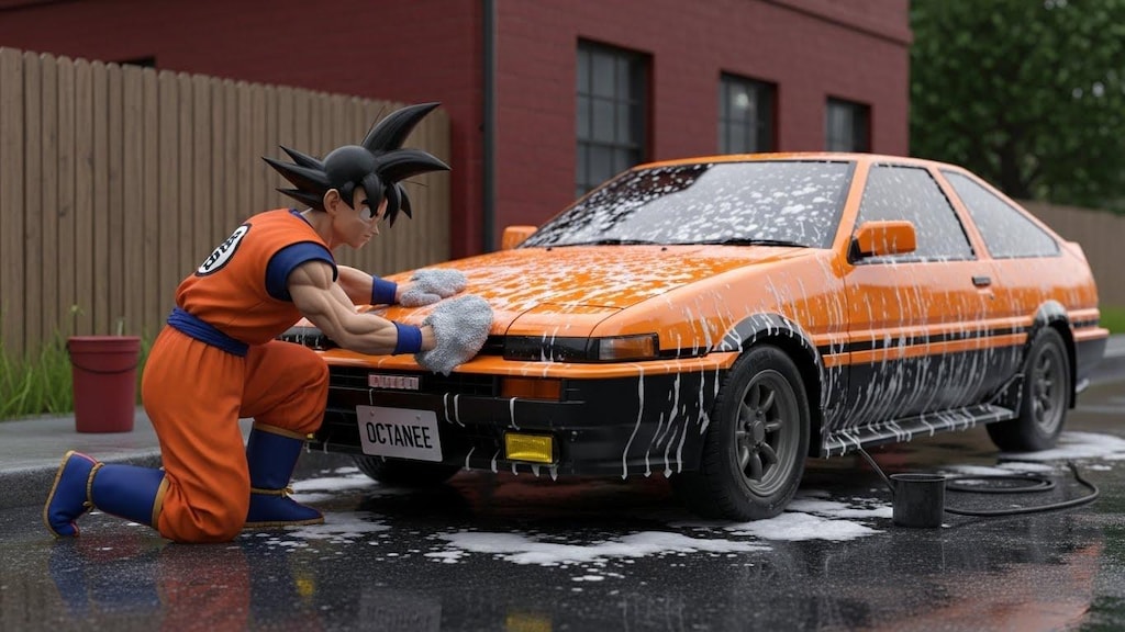 孫悟空がAE86を洗う