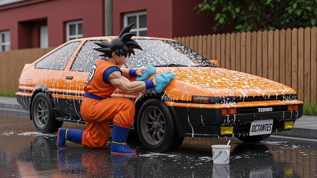 孫悟空がAE86を洗う