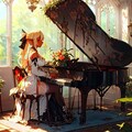 庭園とピアノと不知火フレアさん 5枚目