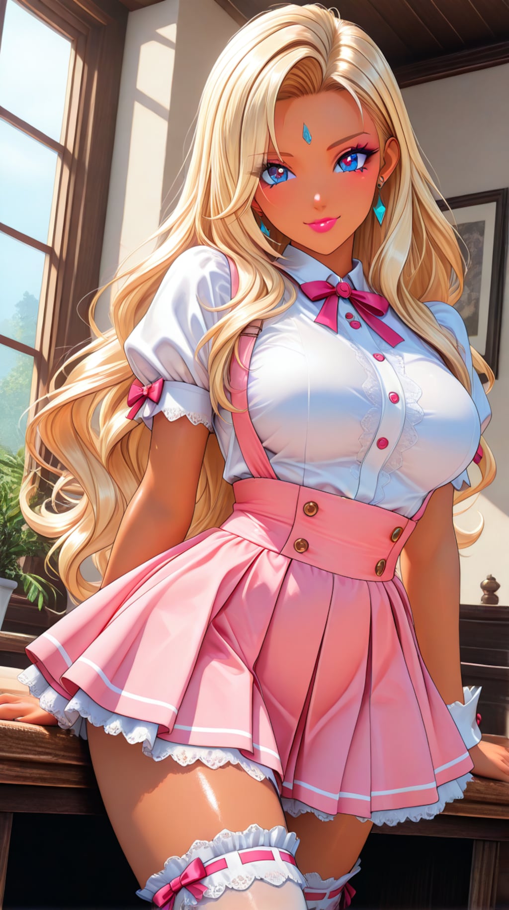 褐色ギャルウェイトレス