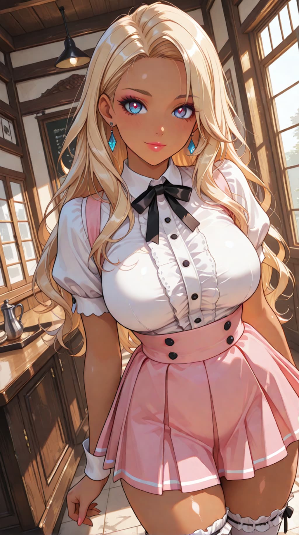 褐色ギャルウェイトレス