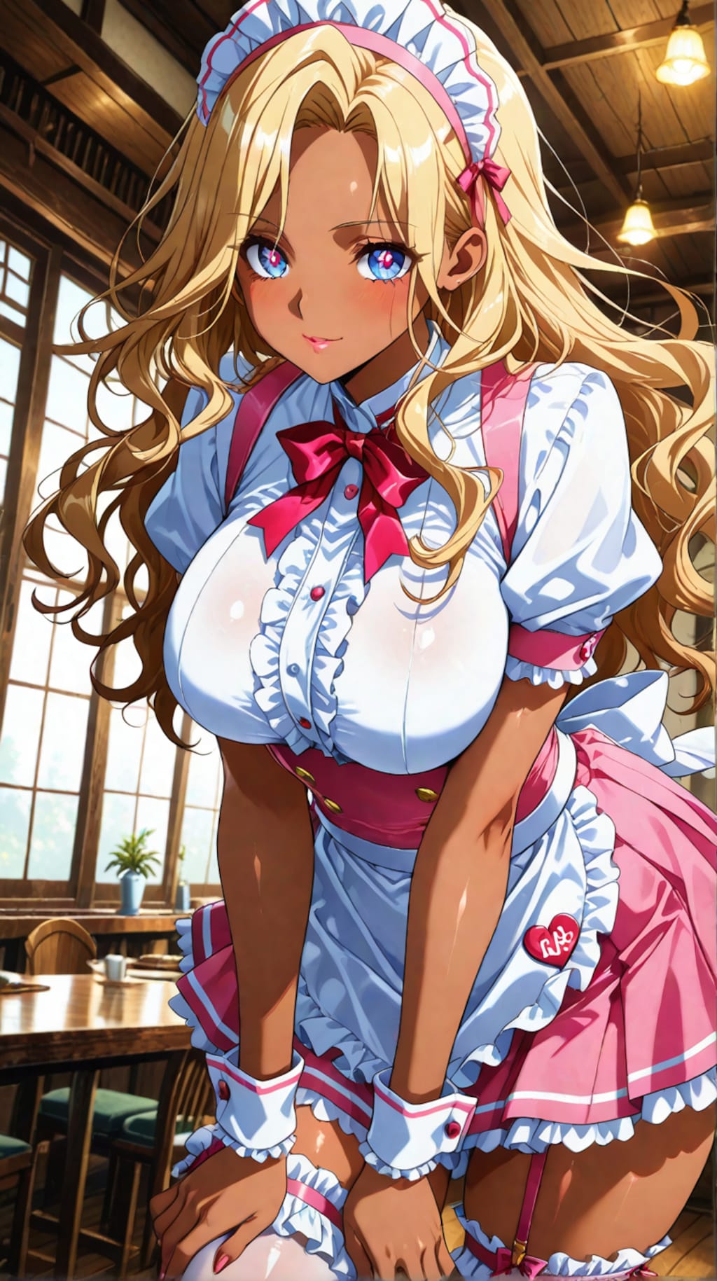 褐色ギャルウェイトレス