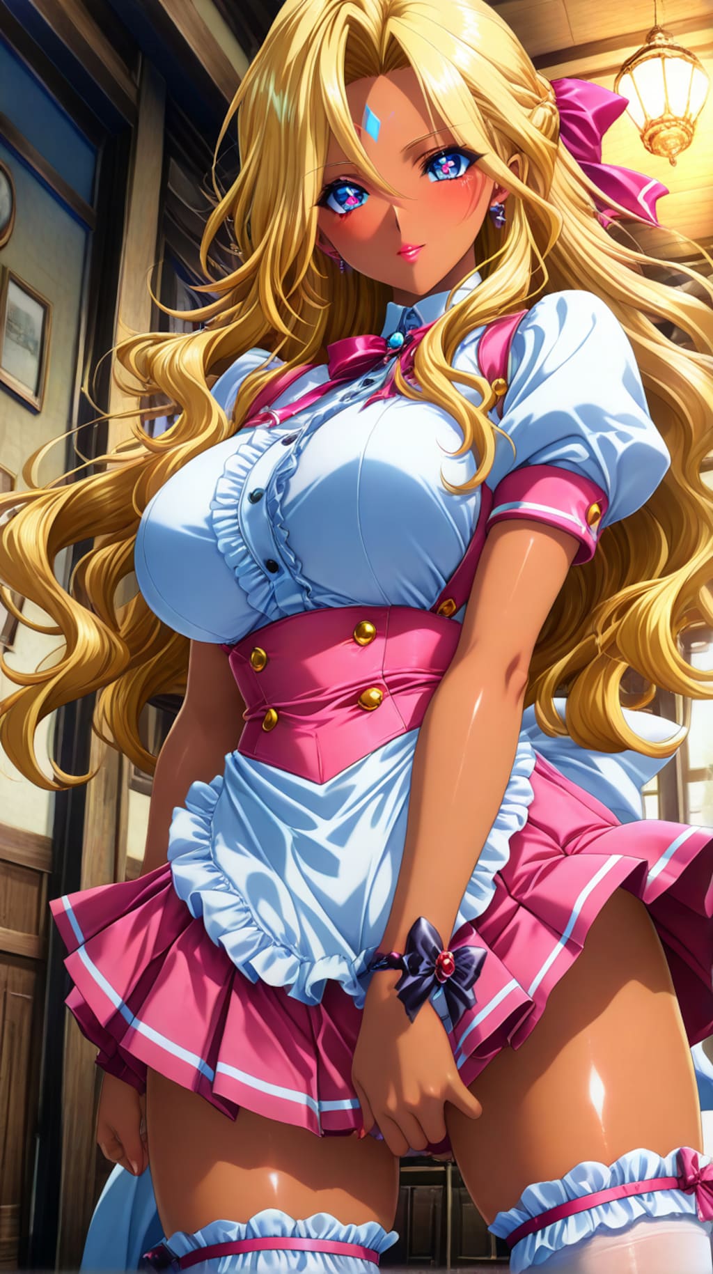 褐色ギャルウェイトレス