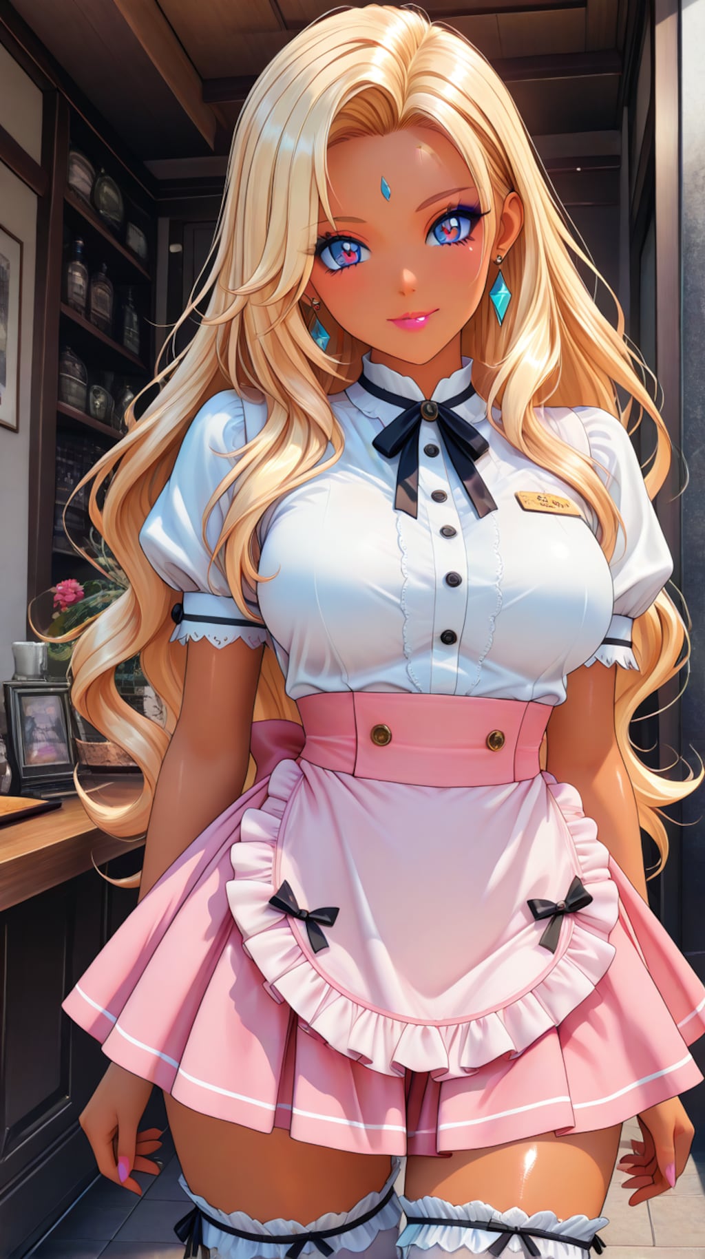 褐色ギャルウェイトレス