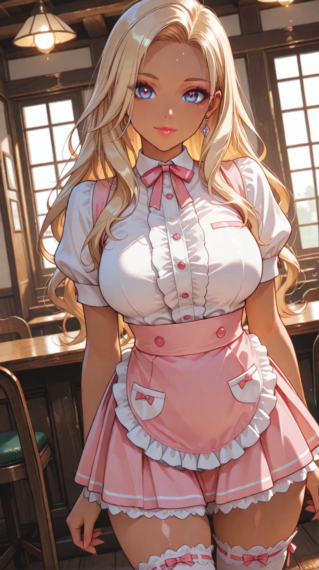 褐色ギャルウェイトレス