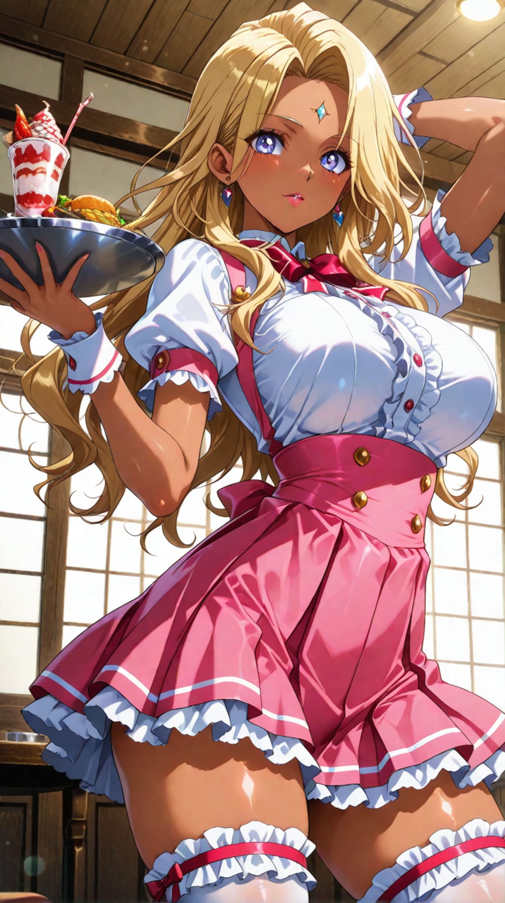 褐色ギャルウェイトレス