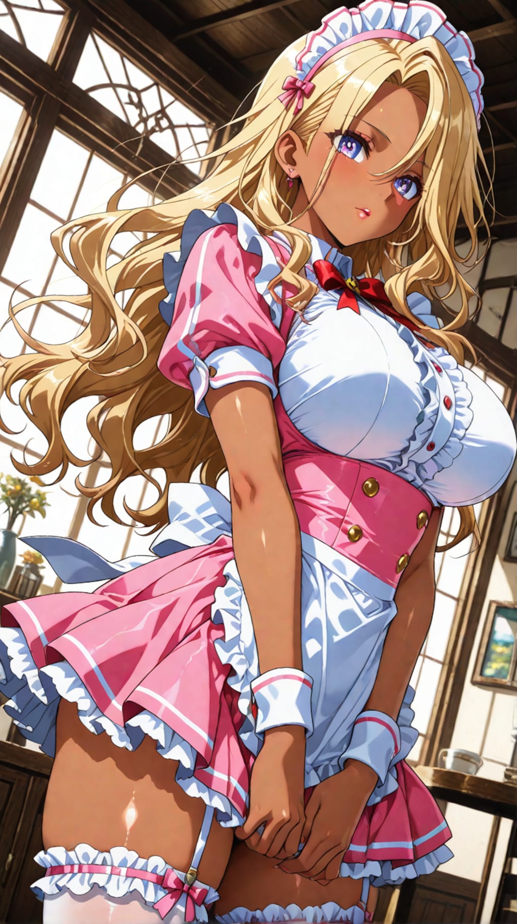 褐色ギャルウェイトレス