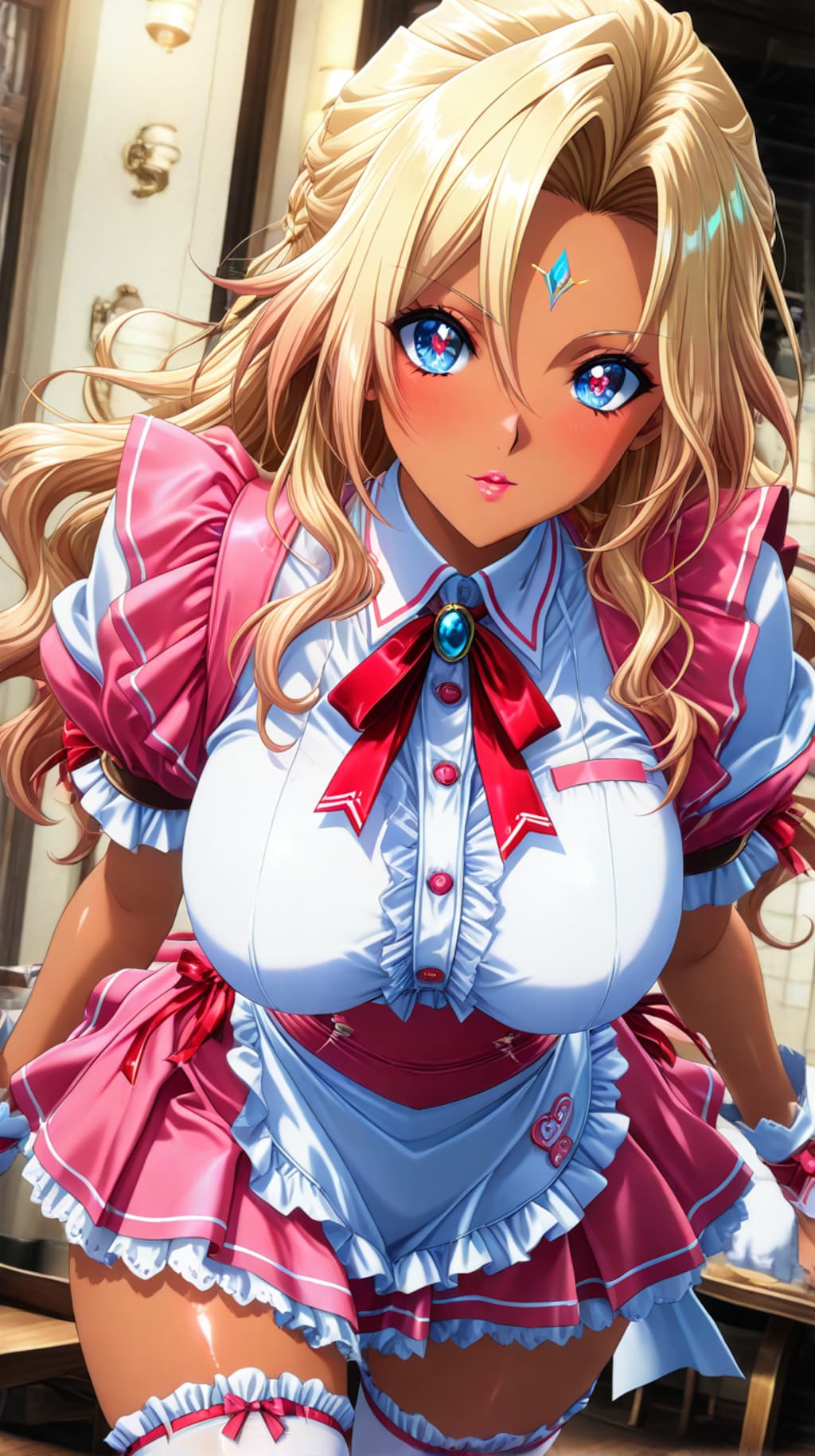 褐色ギャルウェイトレス