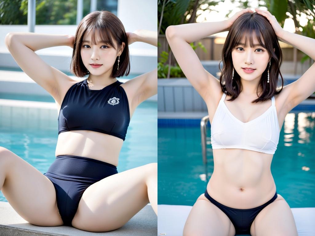オリジナルモデル「リカ」の貧乳スポーツブラと脇見せと開脚
