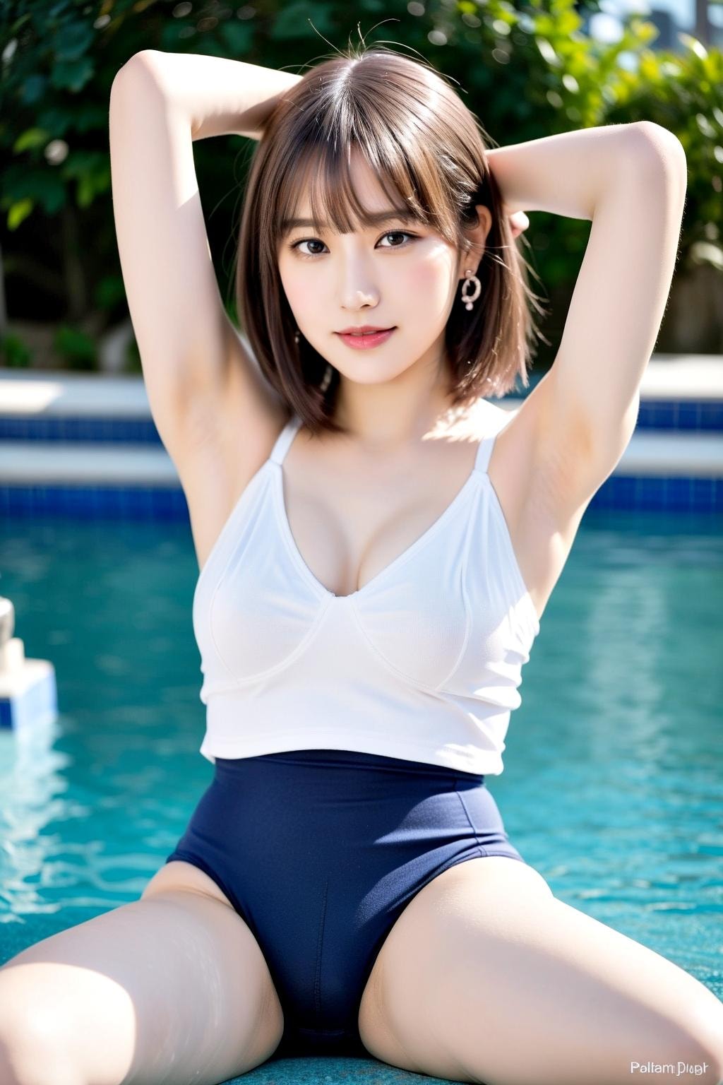 オリジナルモデル「リカ」の貧乳スポーツブラと脇見せと開脚