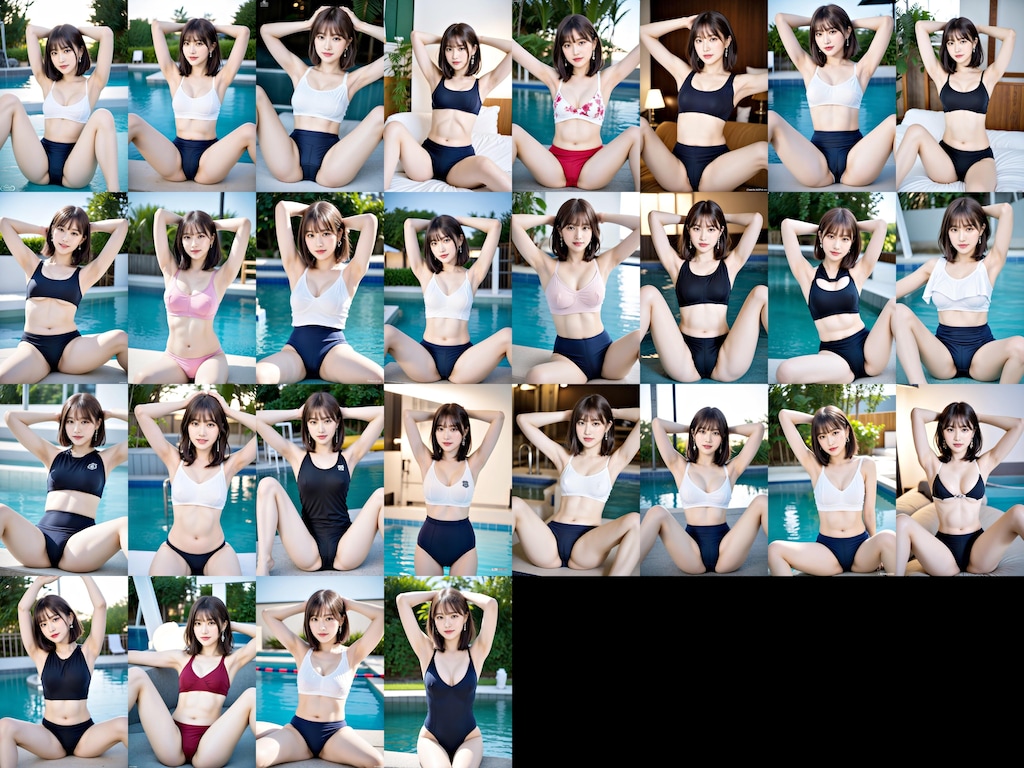 オリジナルモデル「リカ」の貧乳スポーツブラと脇見せと開脚