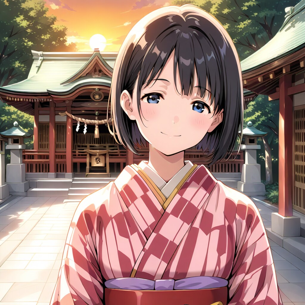 神社で夕涼み