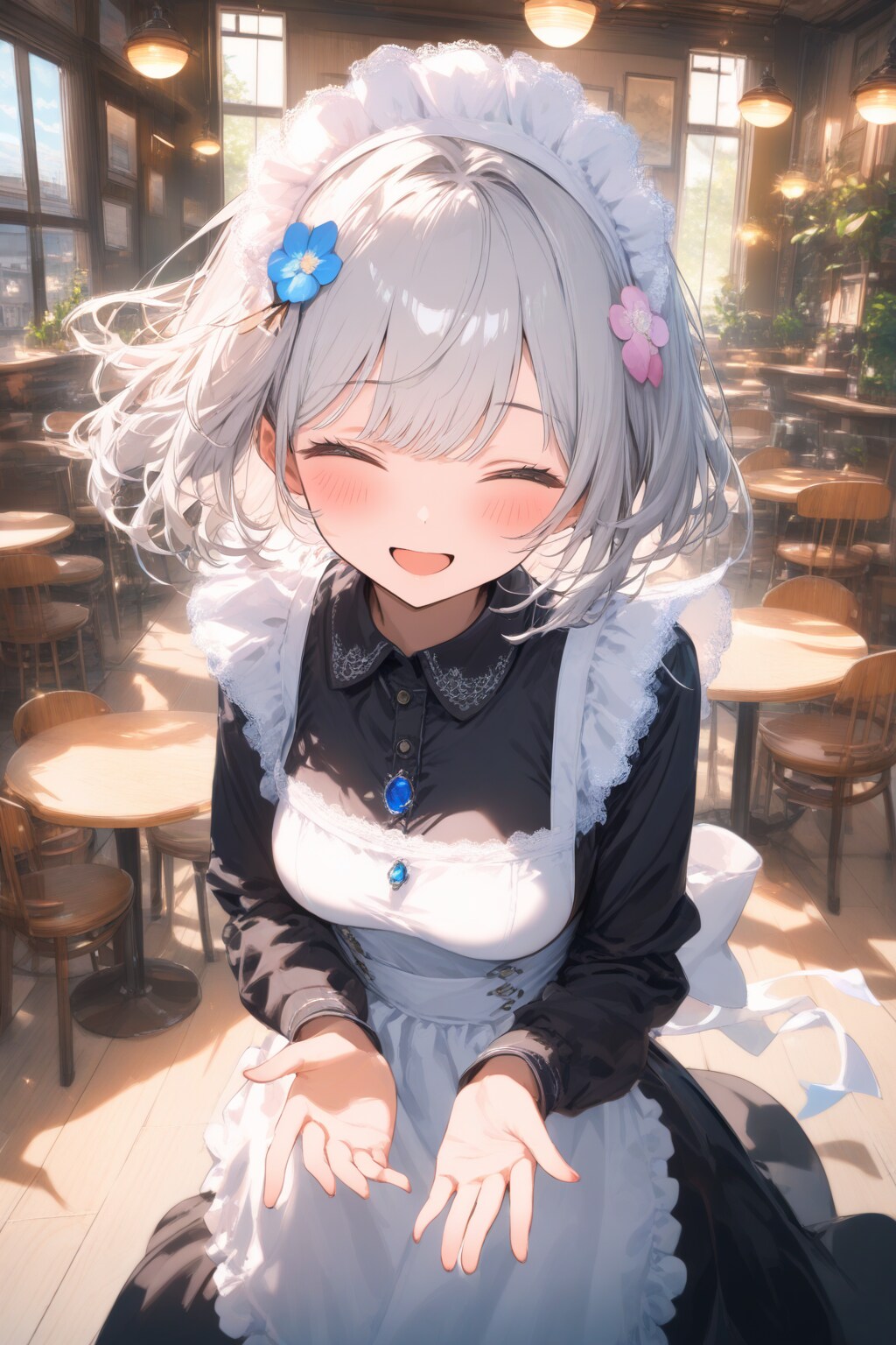 え、手相を見てくださるんですか御主人様ー♪ | の人気AIイラスト・グラビア