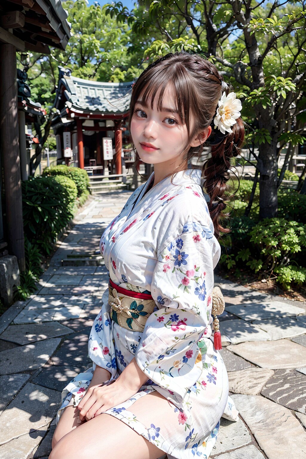 お参りに来たお姉さん