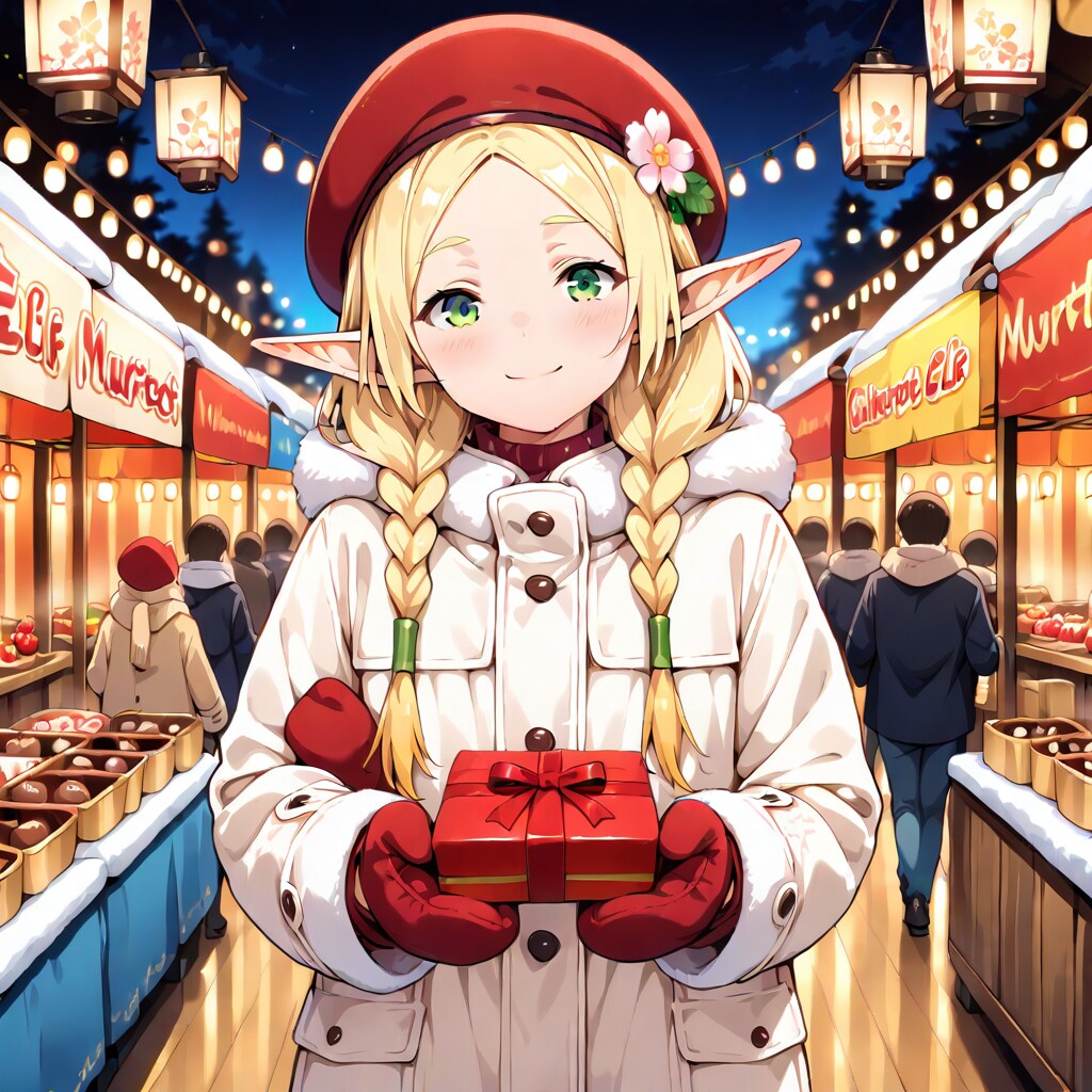 バレンタインデーにチョコをわたすエルフの女の子