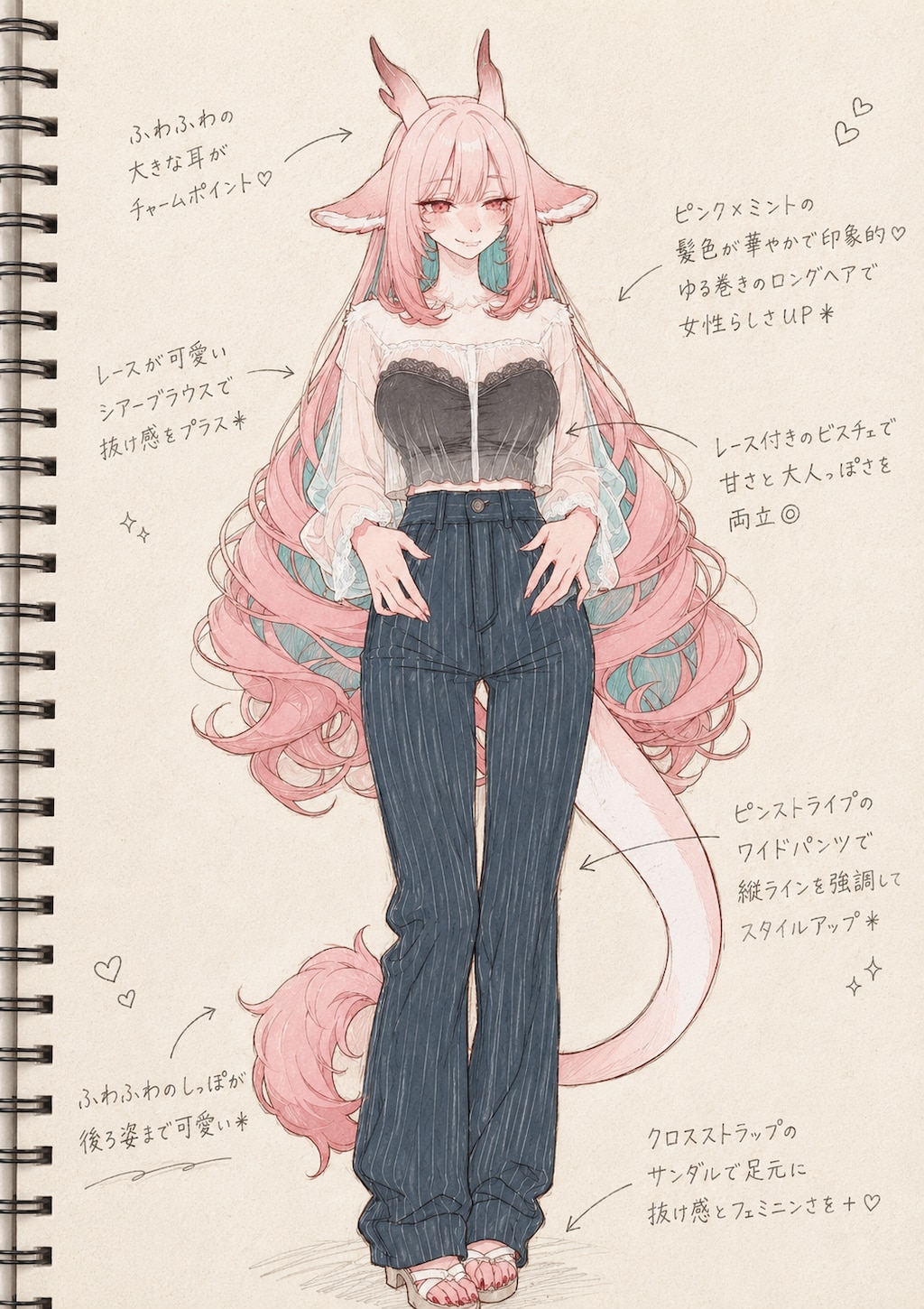 ファッションスケッチ――うちの子パンツルック1