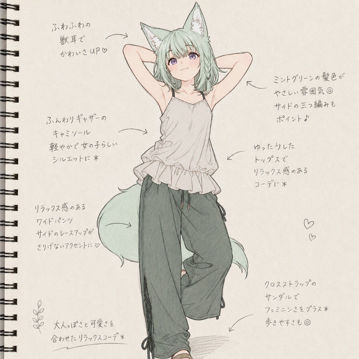ファッションスケッチ――うちの子パンツルック