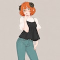 ファッションスケッチ――うちの子パンツルック1 6枚目