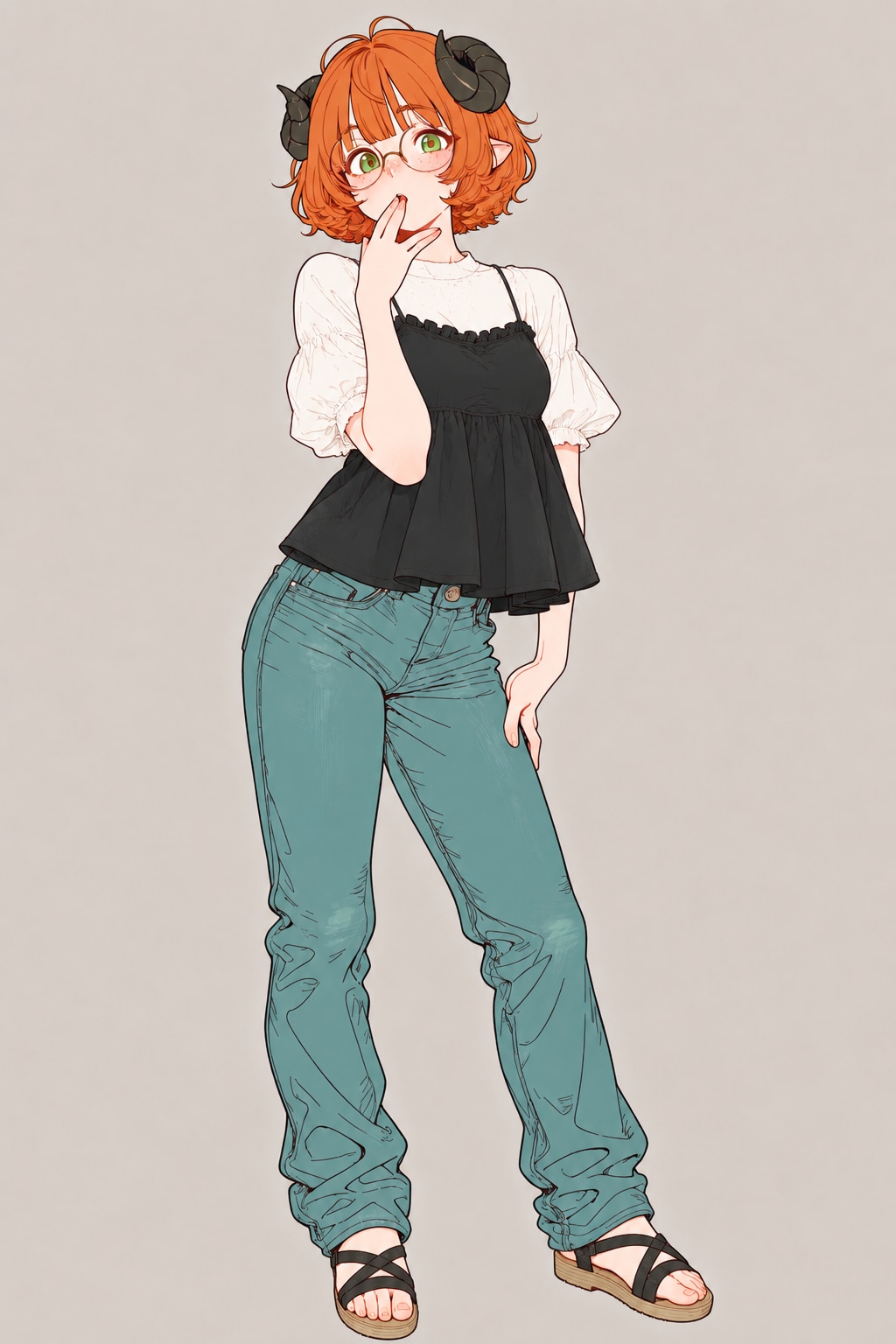 ファッションスケッチ――うちの子パンツルック1