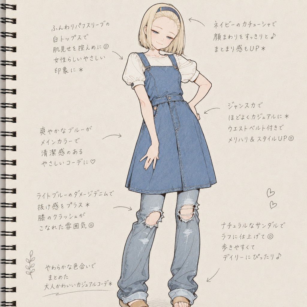 ファッションスケッチ――うちの子パンツルック1