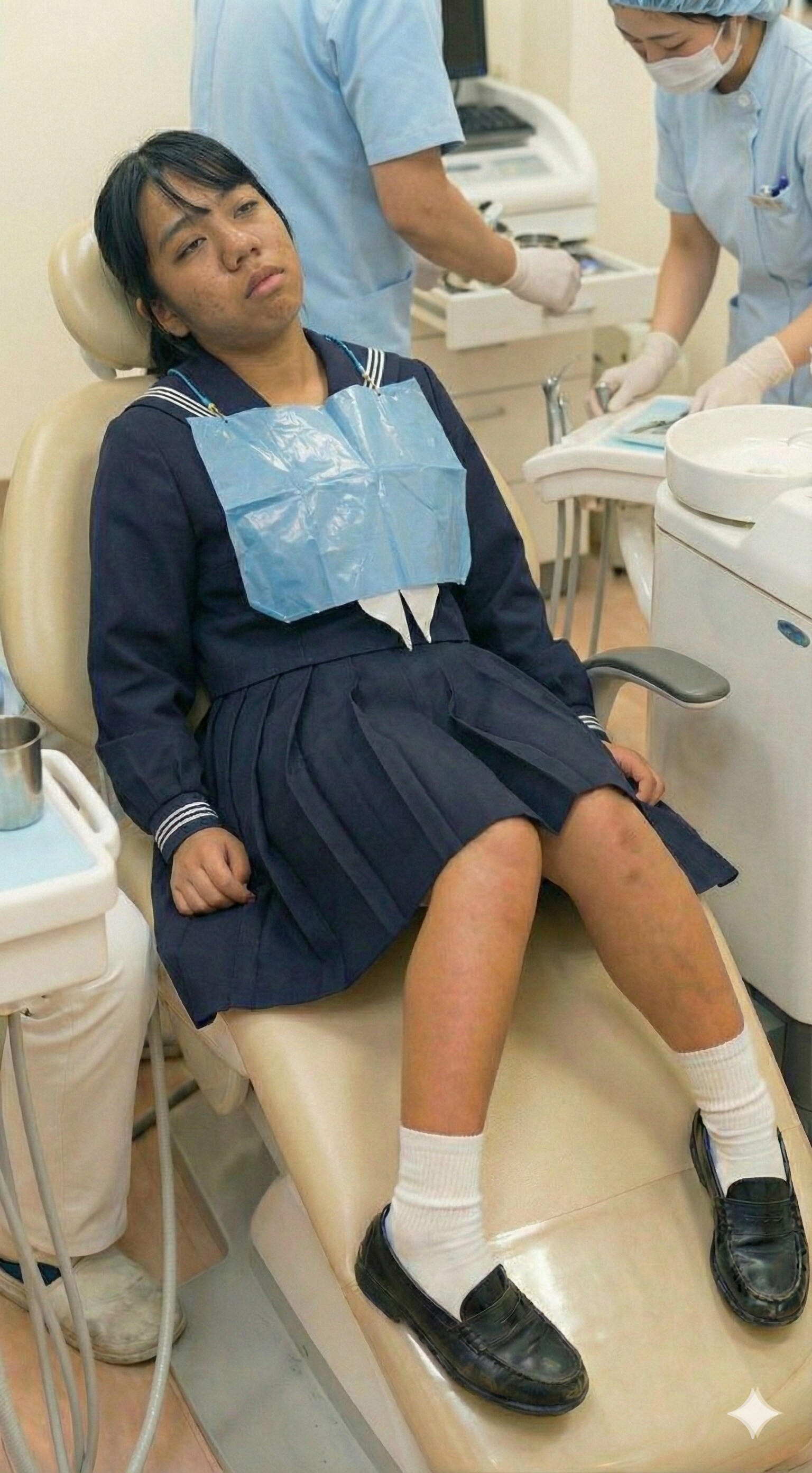タービン治療が終わり憔悴しきった女子高生