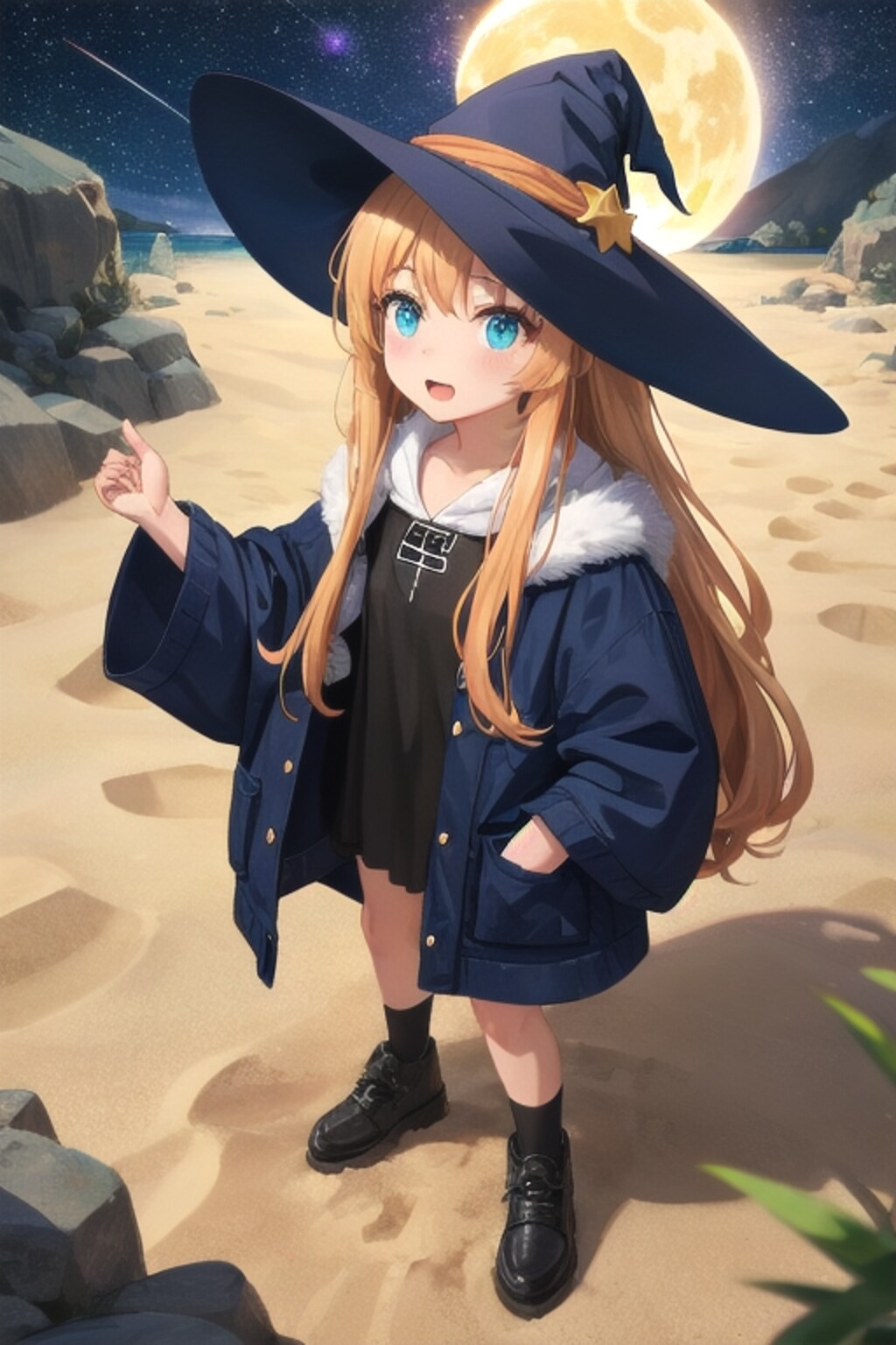 砂浜の魔女と月夜