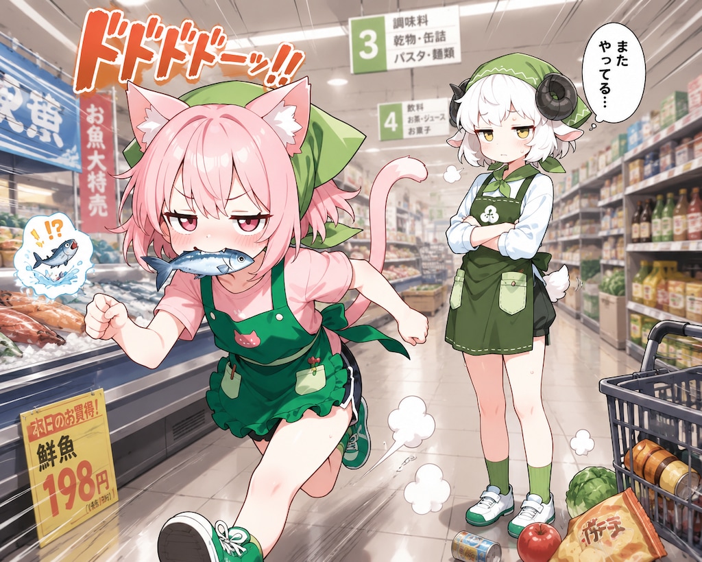 コラァ！！鮮魚売り場の魚を盗るなぁぁぁ～！！！