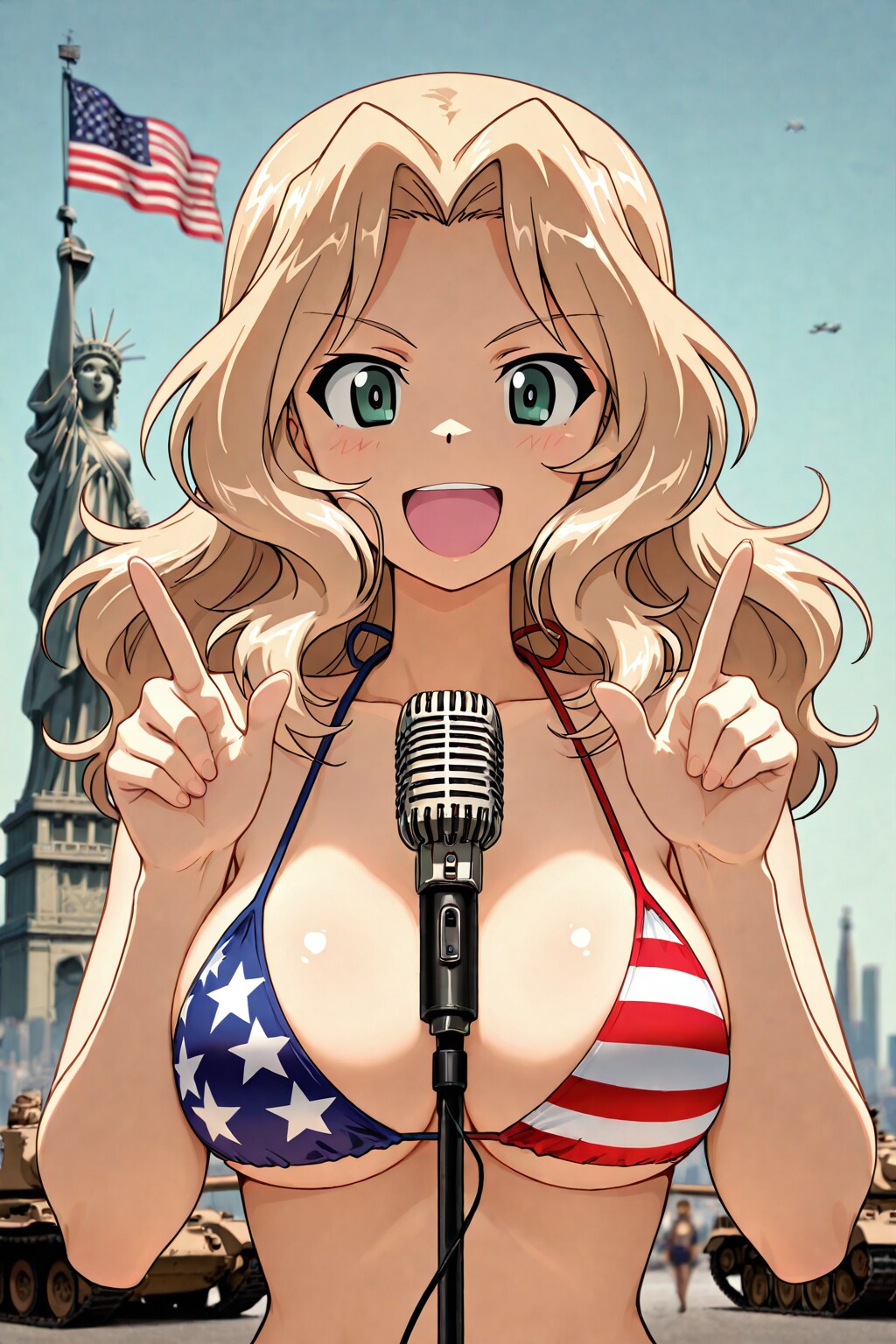 7月4日アメリカ独立記念日星条旗ビキニで演説ケイ🇺🇸👙🎤❤️