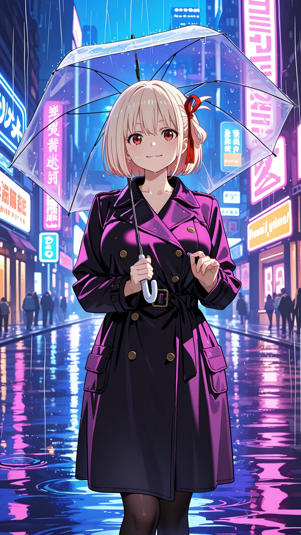 ネオン雨の街