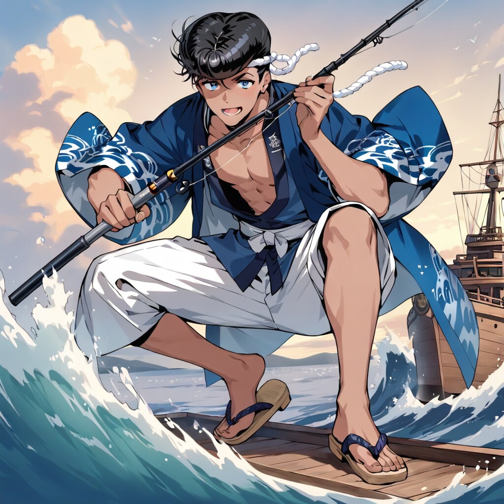 大海原で一本釣り