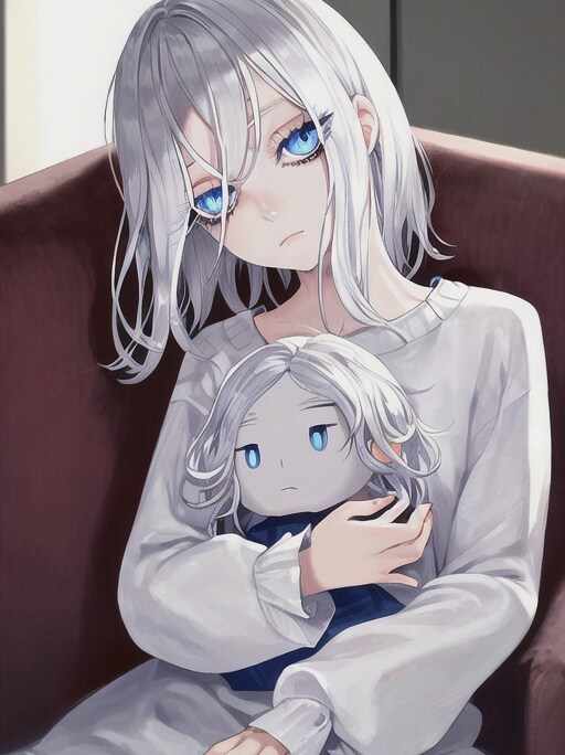 青い目の少年と人形
