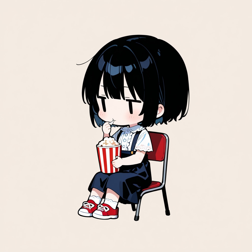 ポップコーンを食べる