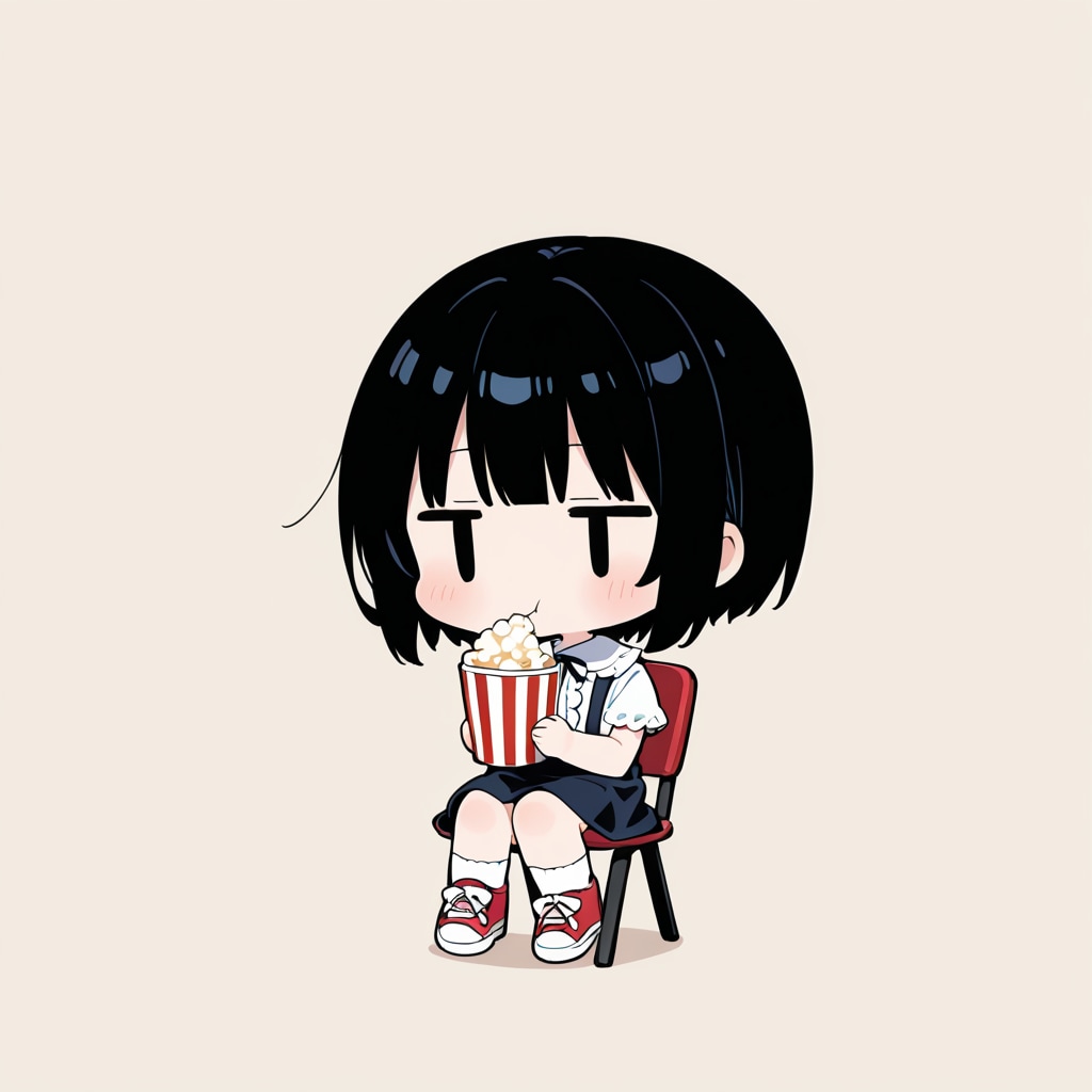 ポップコーンを食べる