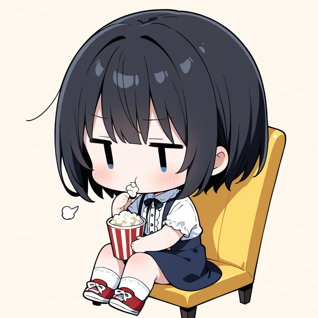 ポップコーンを食べる