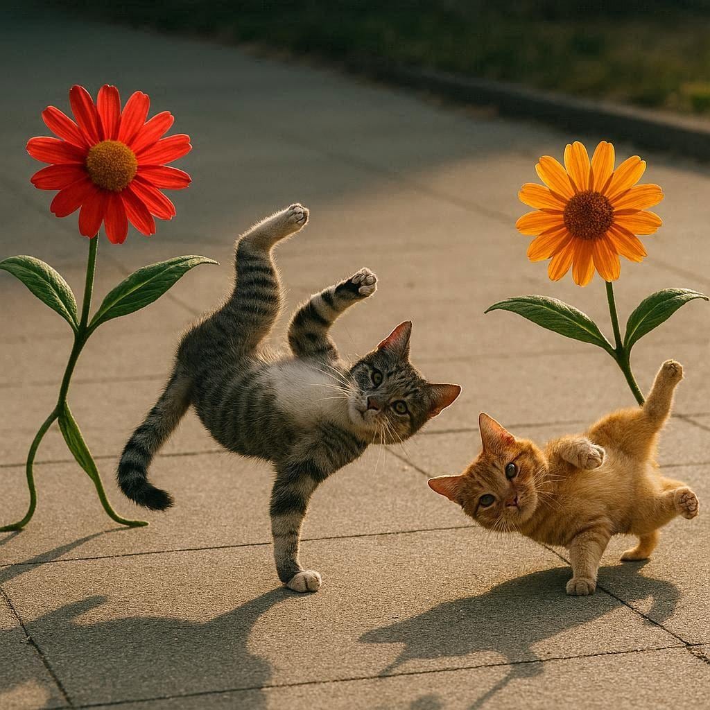 ダンシングフラワーと猫